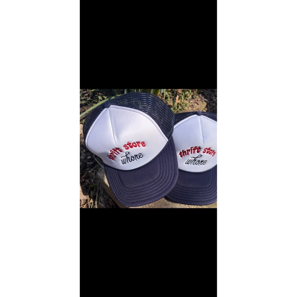 thrifting whor#e Thrift Store Hat Embroidery Gift Resellers Gals Trucker Hat - Picture 2 of 5